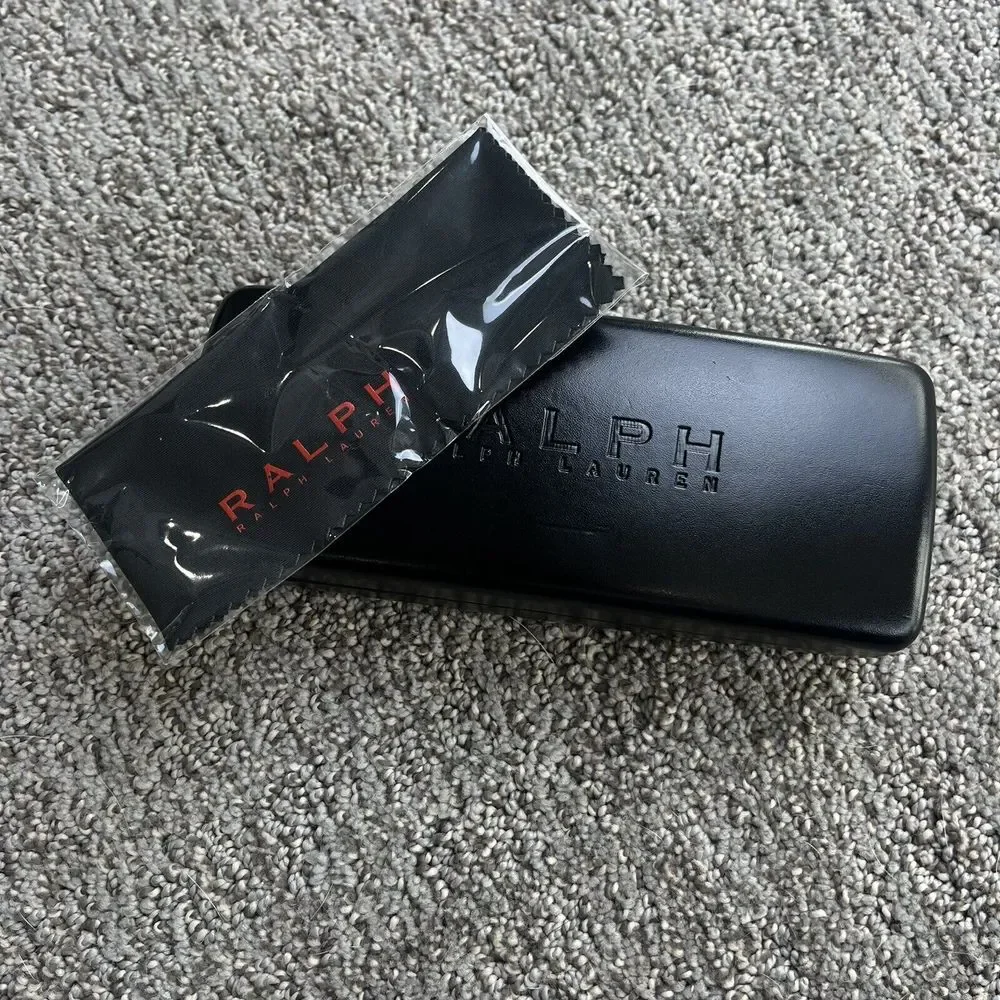 Ralph Lauren Hard Clam Shell Glasses Case Black Sealed Wipe Cloth‎ Velvet Lined